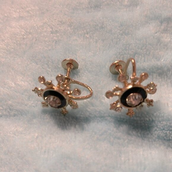 Earrings screw back rhinestone Vintage no flaws small - Picture 4 of 4